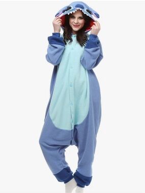 Hututu Adults Blue Character Hooded One-Piece Pajamas Costume Onesie. Size M.
